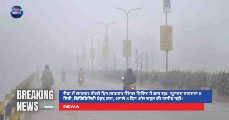 रीवा में कोहरे और ठंड के चलते सड़क पर वाहनों की धीमी रफ्तार